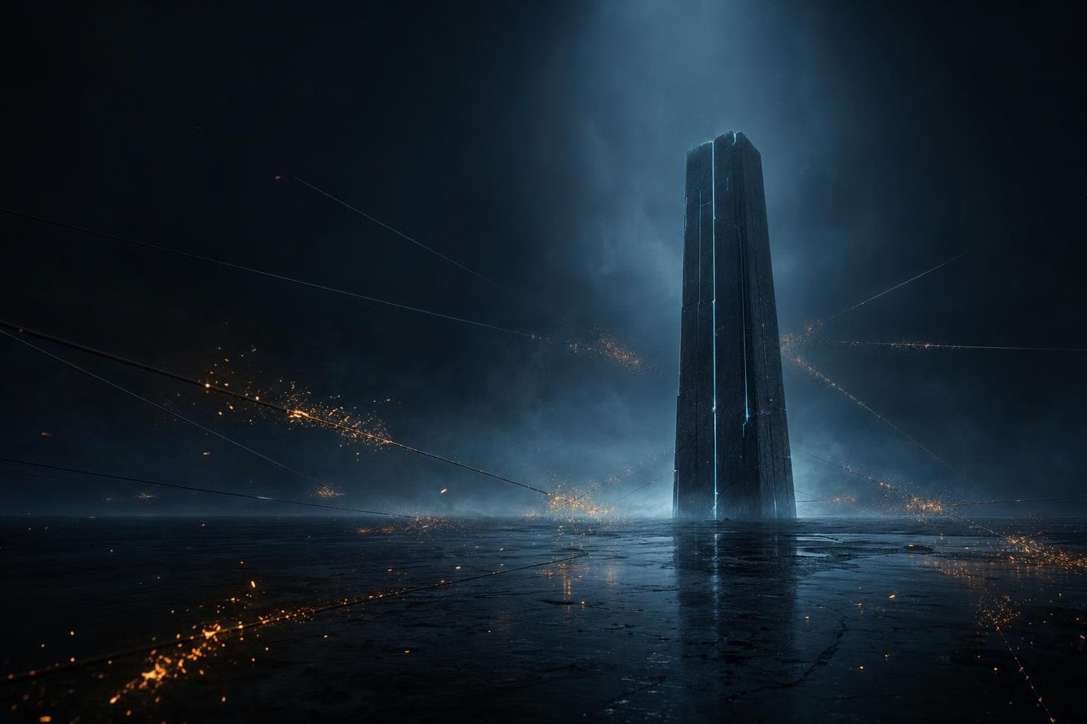 A sealed monolith: dark filaments burn away before they reach the surface